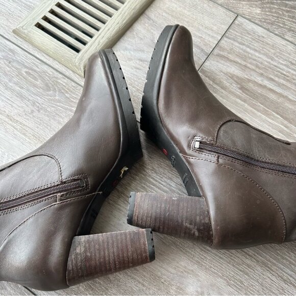 Blondo Rosaly Brown Leather Slouchy Heeled Mid Calf Boots Aqua Protect - Picture 10 of 16